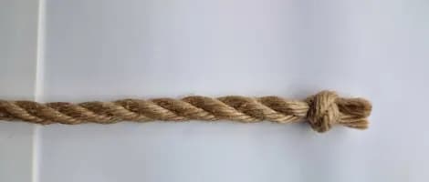 Natural jute rope with a finished stopper knot at the end.