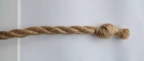 Natural jute rope with a twisted stopper knot at the end.