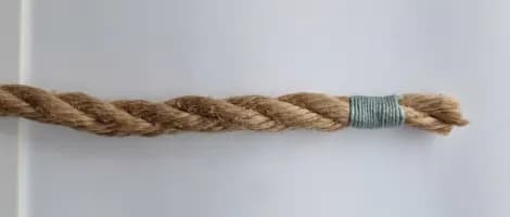 Natural jute rope with a whipped section in the middle.