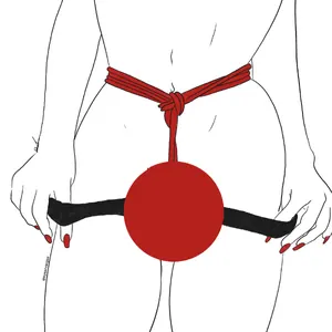 Illustration of a person with red rope tied at the hips and groin.