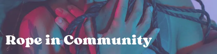 Text reading "Rope in Community" on a colorful background.
