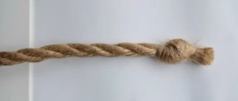 Natural jute rope with a twisted stopper knot at the end.