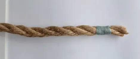Natural jute rope with a whipped section in the middle.