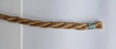 Natural jute rope with a wrapped section at the end.
